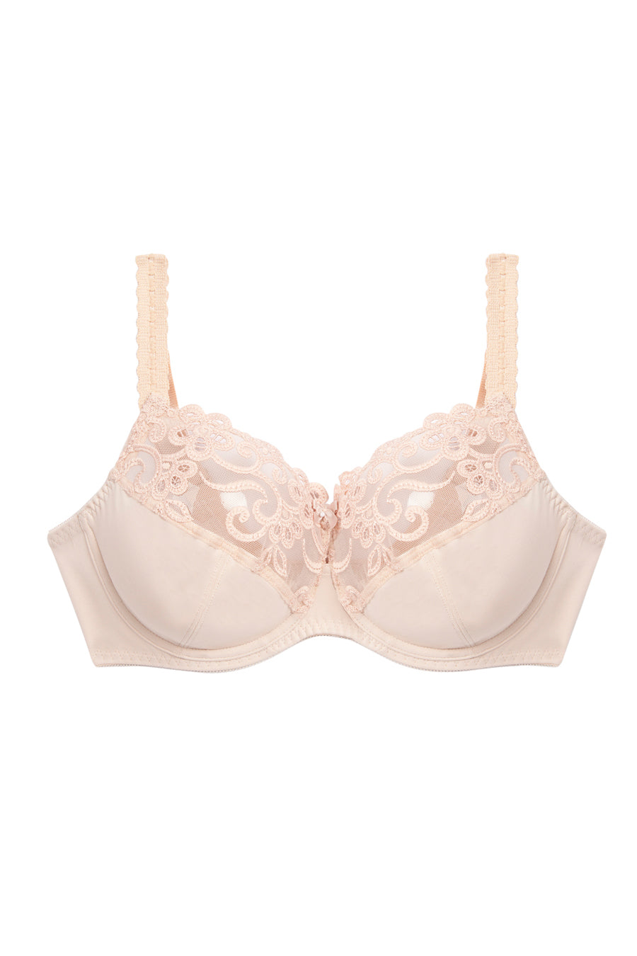 Product shot of the Coral Underwire DDin colourG Cup Bra - Latte, from the front