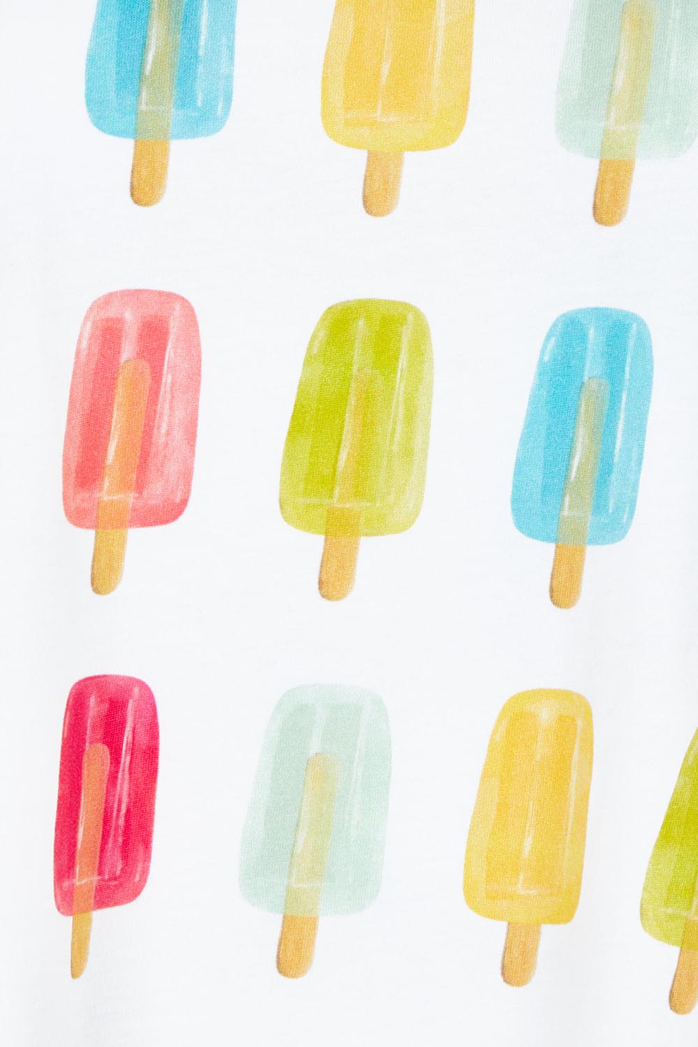 Product shot of the Here Comes The Summer Cotton Tee in colour Icy, detail