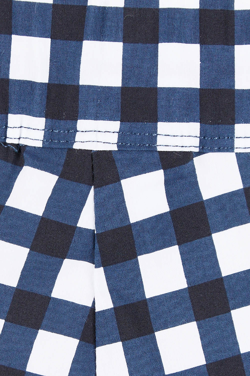 Product shot of the Fuss Free Cotton Blend Taper Capri Trapeze Pant in colour Chubbychec (Blue), detail