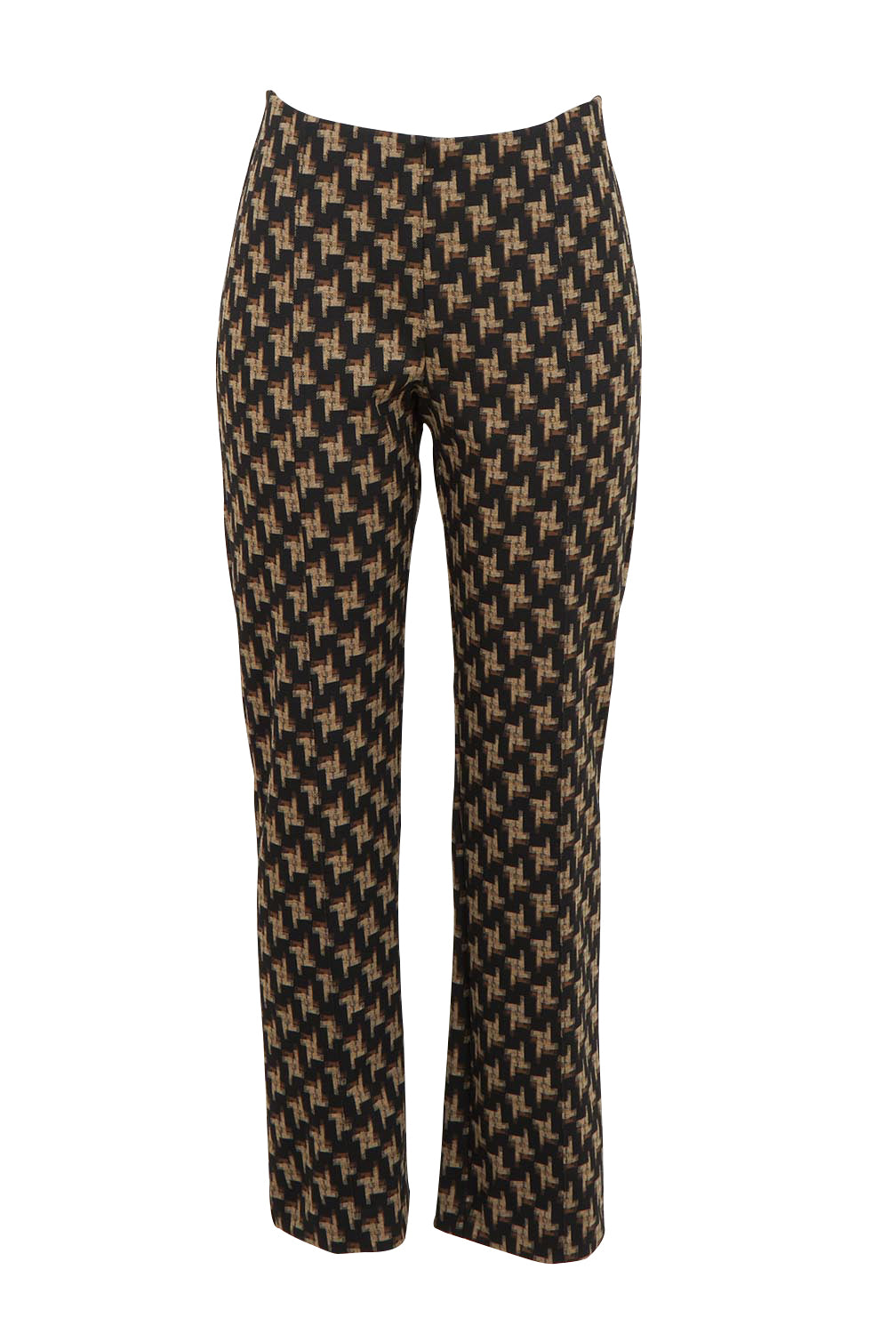 Product shot of the Pic Of The Bunch Straight Trouser in colour Pinwheel (Black), from the front
