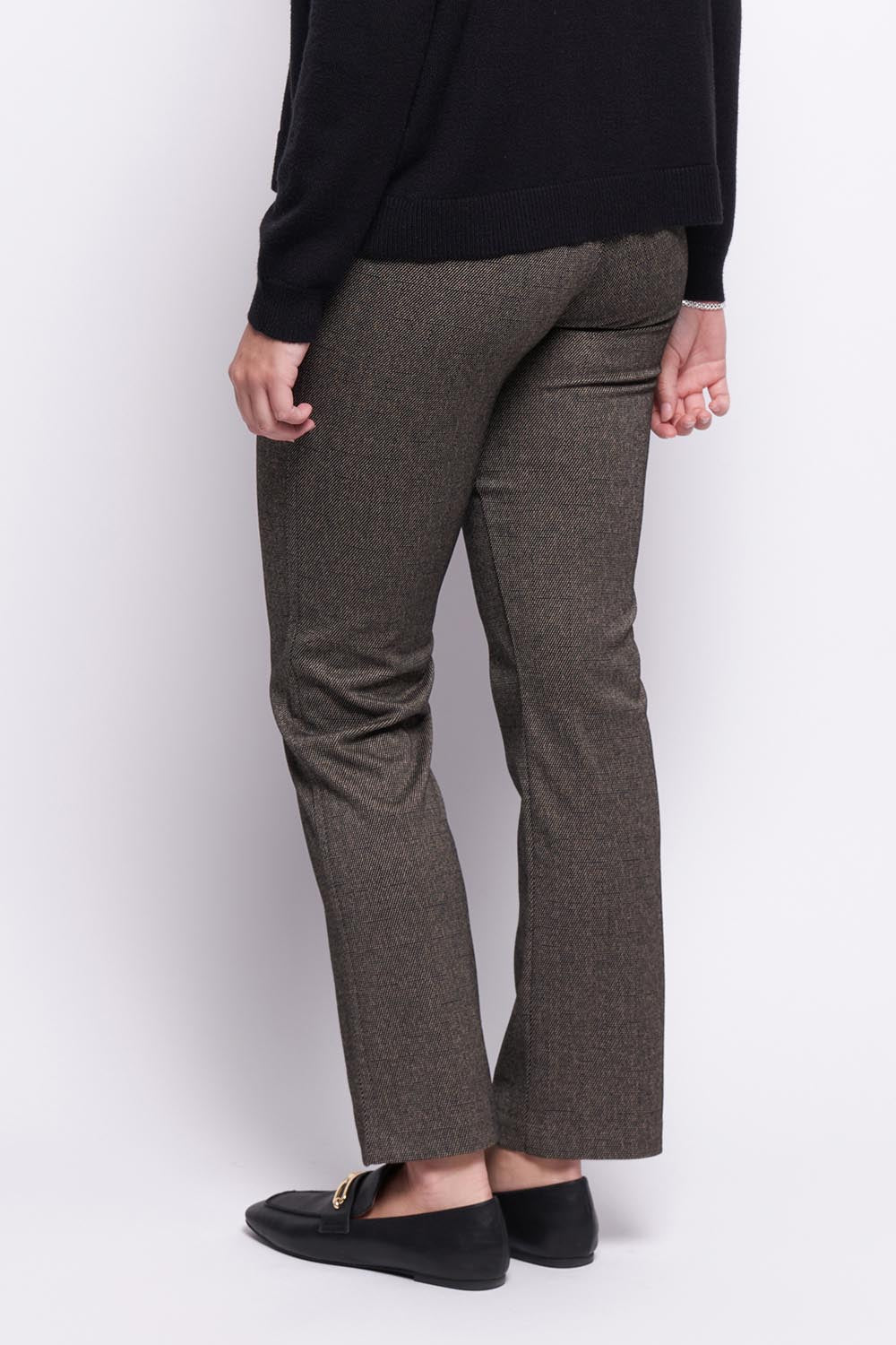 A model wearing the Pic Of The Bunch Straight Trouser in colour Sandbar, from the back