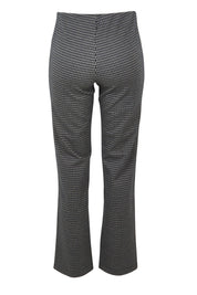 Product shot of the Pic Of The Bunch Straight Trouser in colour Steelcheck (Black), from the back