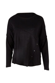 Product shot of the Patch Of The Day Top in colour Black (Black), from the front