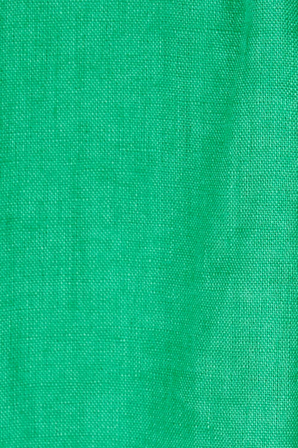 Product shot of the Blow Me Away Linen Top in colour Jade (Green), detail
