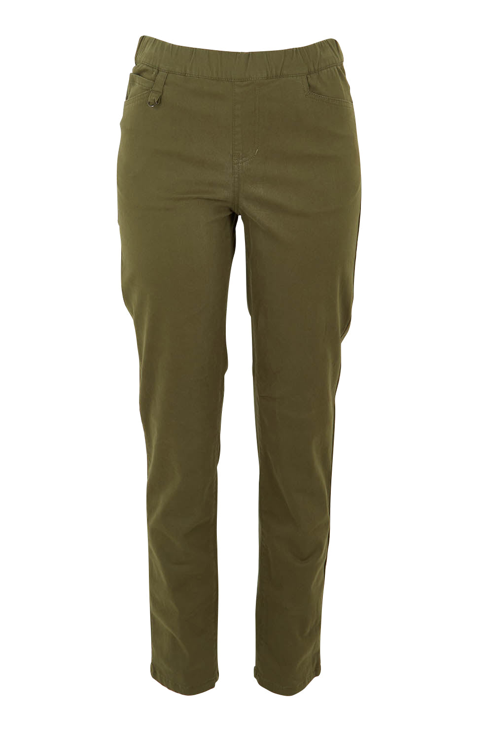 Product shot of the Holey Moleskin Trouser in colour Hunter (Green), from the front