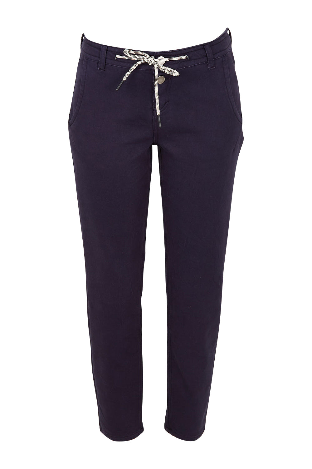 Product shot of the Final Stretch Jogger in colour Denim (Blue), from the front