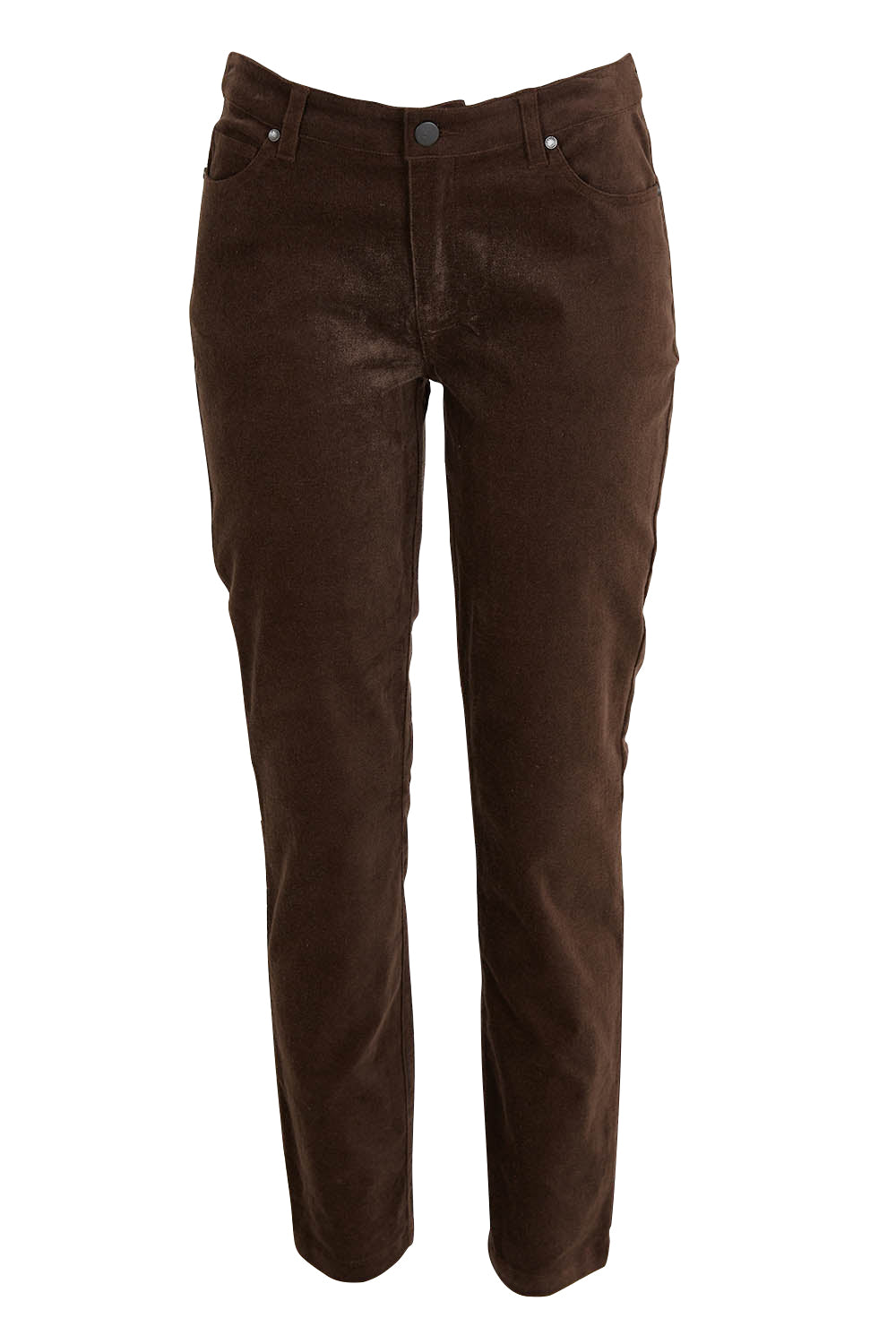 Product shot of the Of Your Own Accord Jean in colour Chocolate, from the front