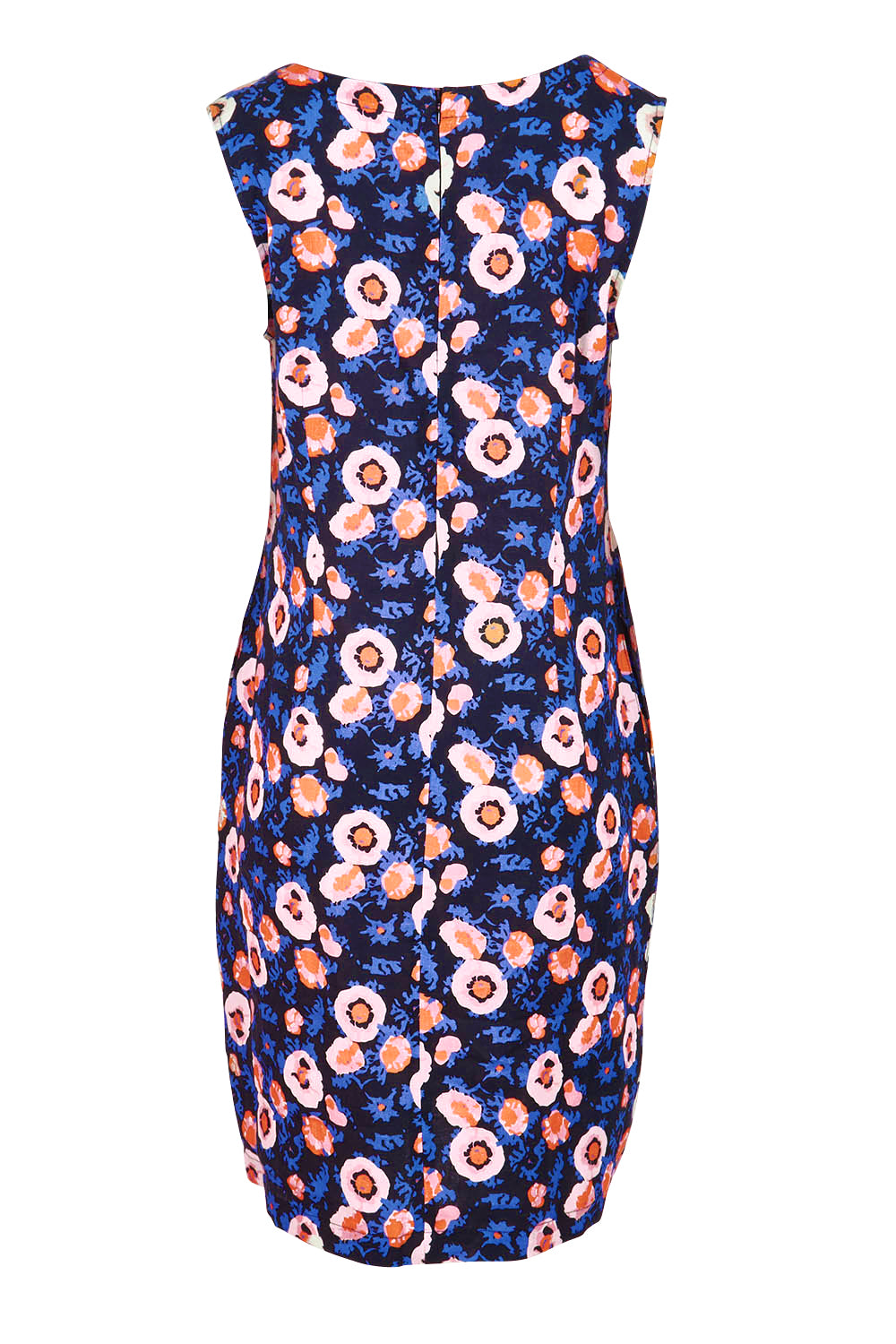 Product shot of the Sunin colourSational Linen Dress - Decorbunch (Blue), from the back