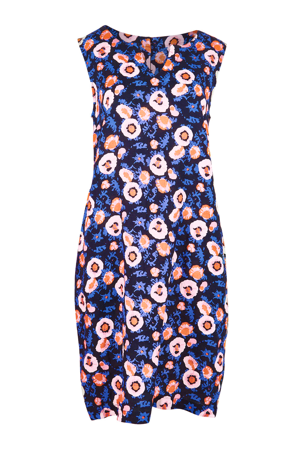 Product shot of the Sunin colourSational Linen Dress - Decorbunch (Blue), from the front
