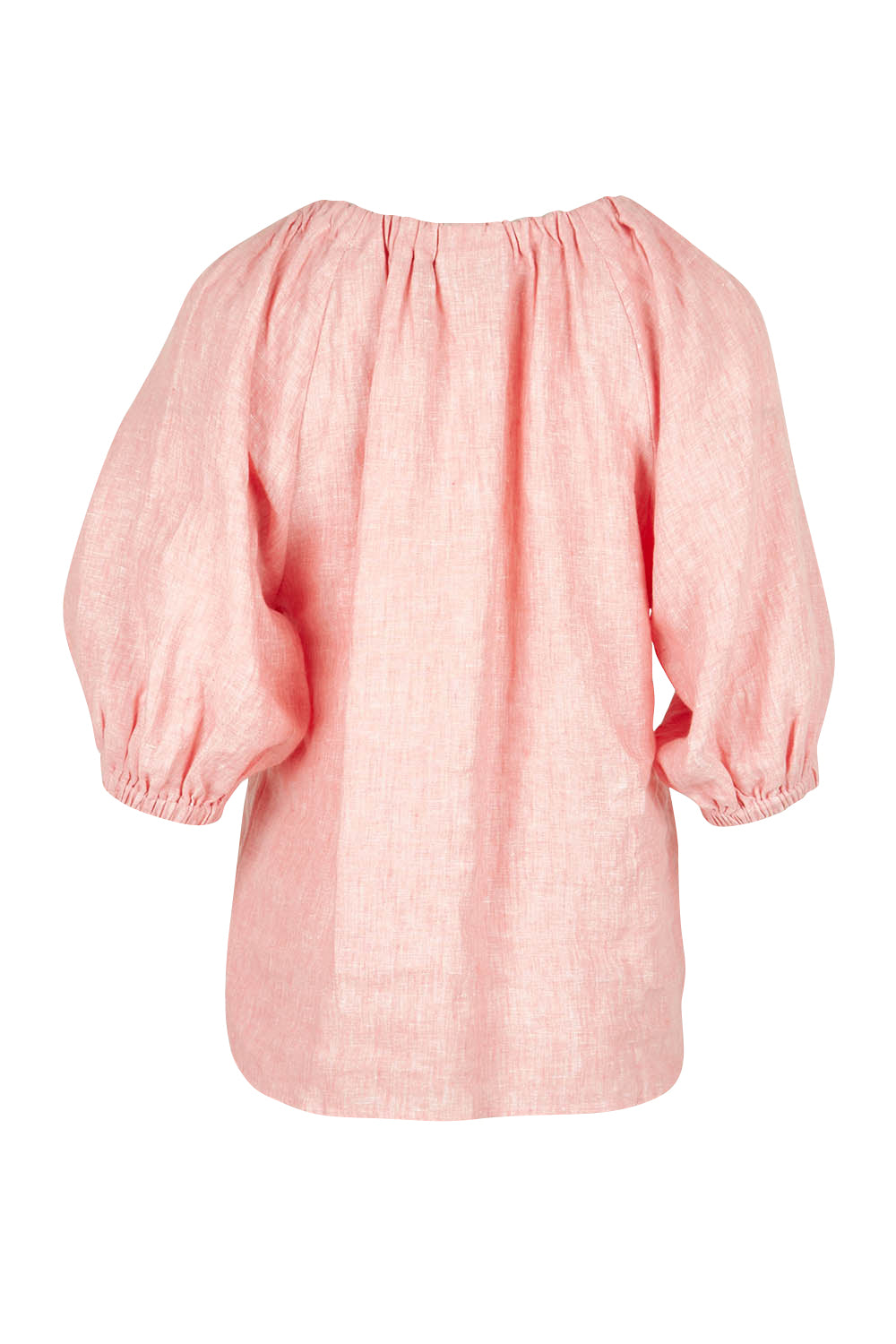 Product shot of the Turn Up The Volume Top in colour Mellowpeac (Pink), from the back