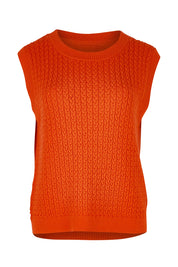 Product shot of the Chain Reaction Merino Vest in colour Squash, from the front