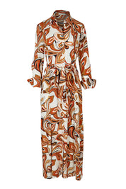 Product shot of the Centre Stage Dress in colour Boho, from the front