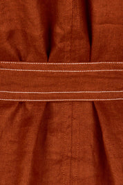 Product shot of the Stitch And Shout Linen Dress in colour Bombay, detail
