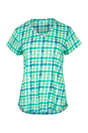 Product shot of the Vs So Fine Cotton Tee in colour Edgy (Green), from the front