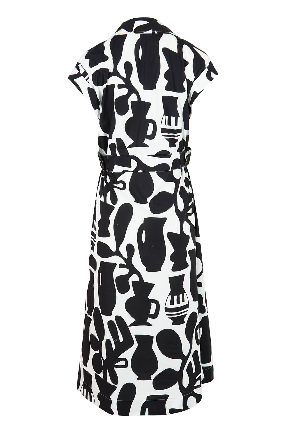 Product shot of the Sew Chic Cotton Dress in colour Chalice (Black), from the back