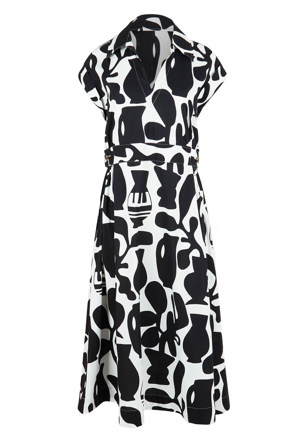 Product shot of the Sew Chic Cotton Dress in colour Chalice (Black), from the front