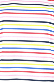 Product shot of the Even Keel Cotton Top in colour Multistrip (Pink), detail