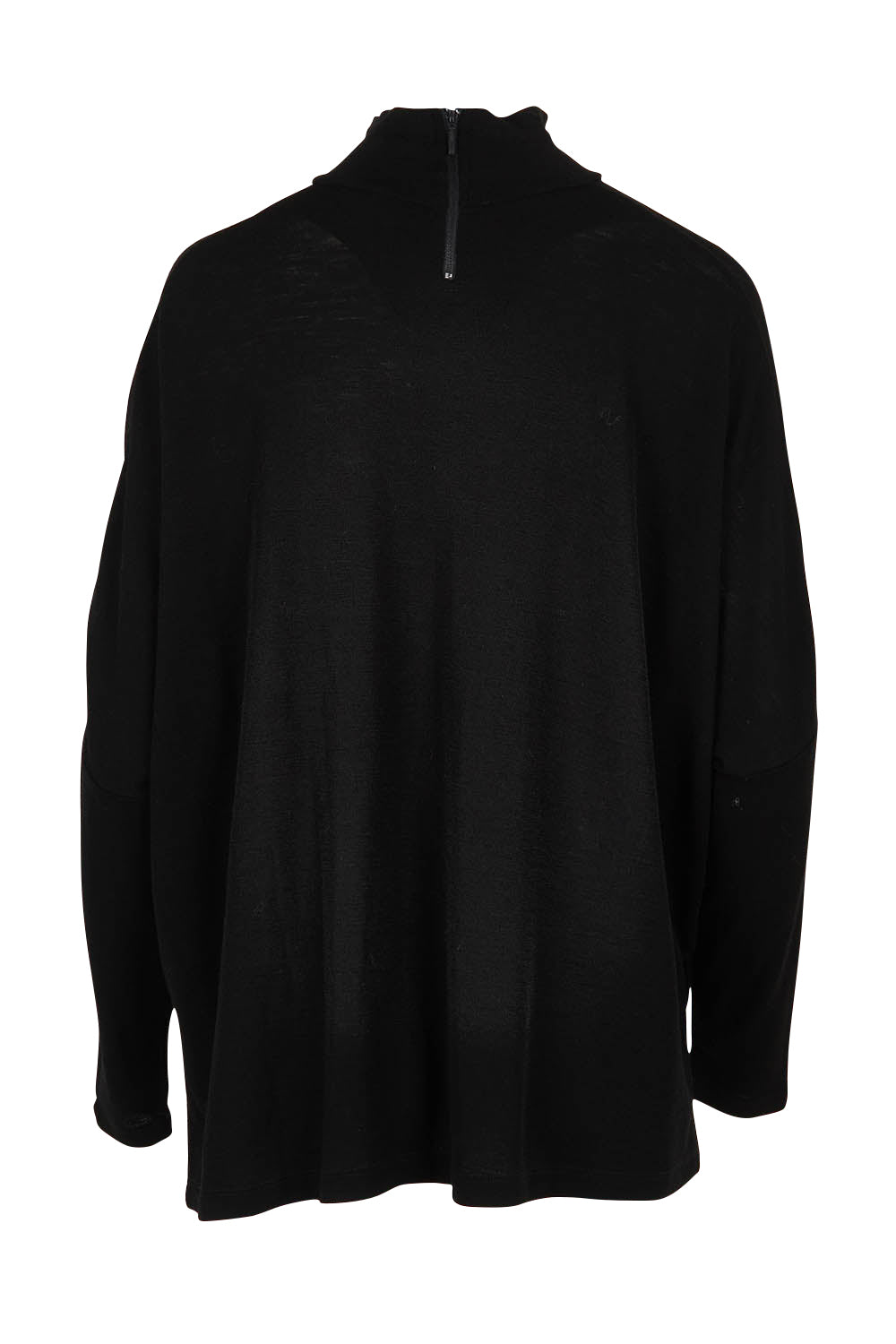Product shot of the Merino Raisin The Baa Sweater in colour Black (Black), from the back