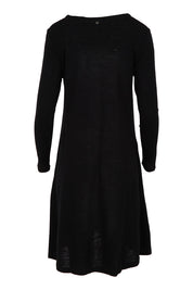 Product shot of the Merino Shear Delight Dress in colour Black (Black), from the back