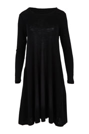 Product shot of the Merino Shear Delight Dress in colour Black (Black), from the front