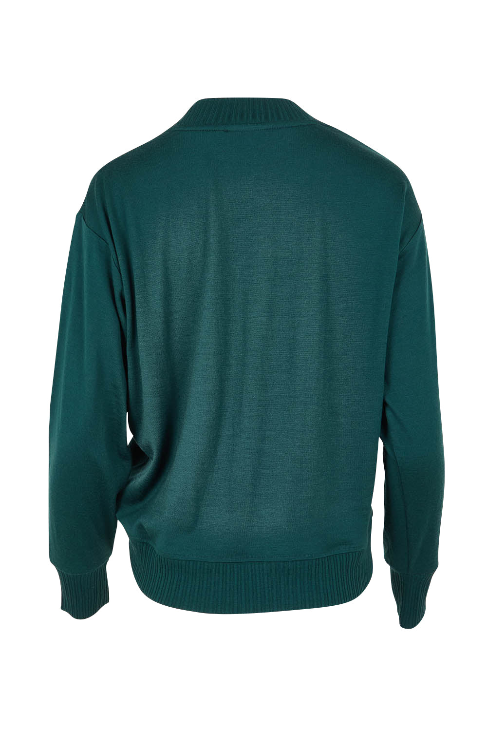 Product shot of the Merino Best Side Top in colour Jeep (Green), from the back