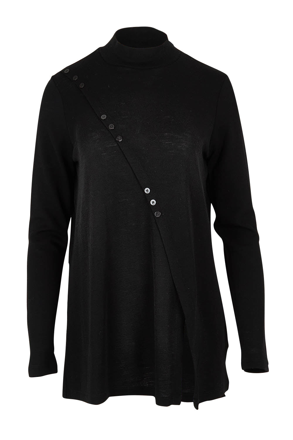 Product shot of the Merino Ewein colourNique Top - Black (Black), from the front