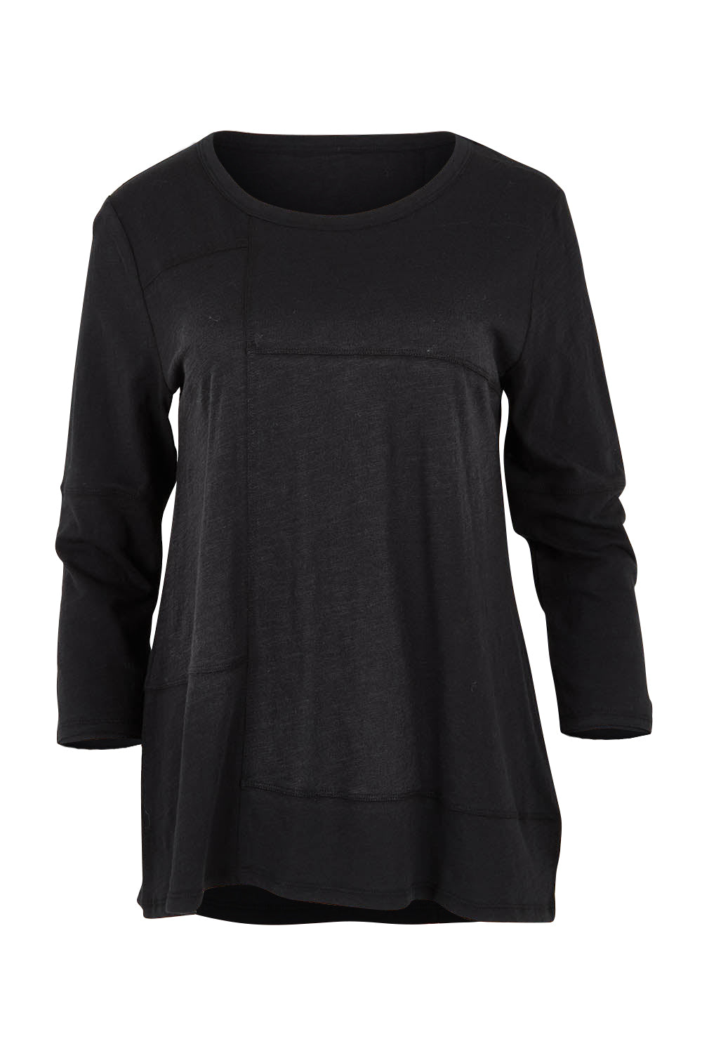Product shot of the Sew It Seams Cotton Top in colour Black (Black), from the front