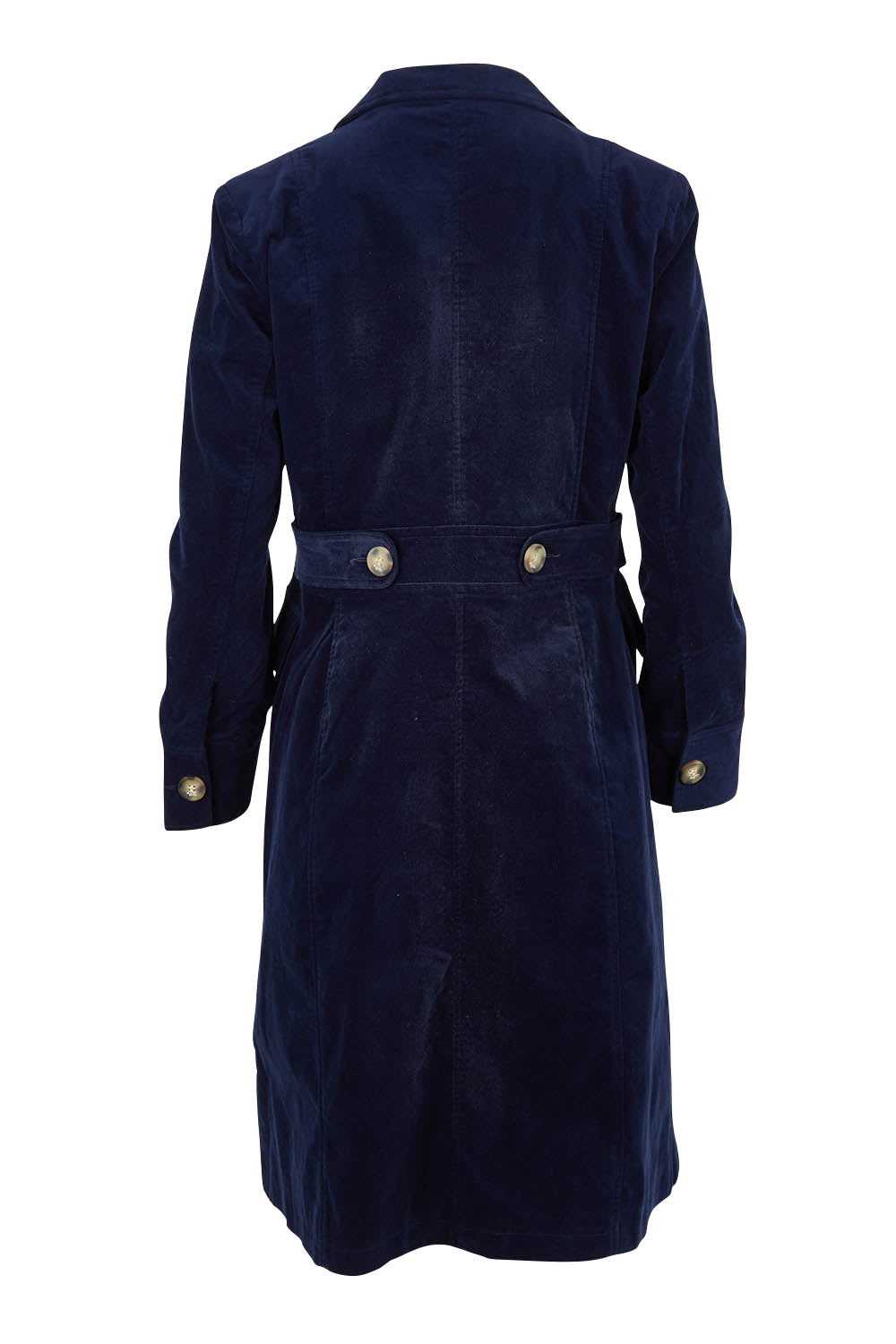 Product shot of the For The Rein colourCord Coat - Midnight (Blue), from the back