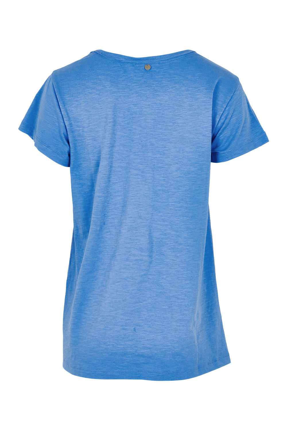 Product shot of the Frill Factor Cotton Tee in colour Regatta (Blue), from the back