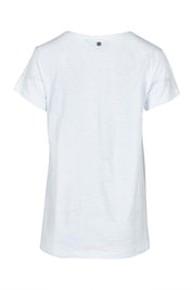 Product shot of the Frill Factor Cotton Tee in colour White (White), from the back