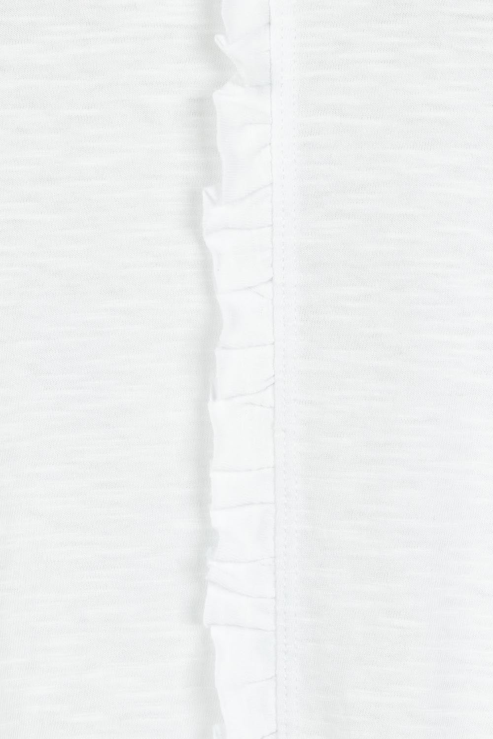 Product shot of the Frill Factor Cotton Tee in colour White (White), detail
