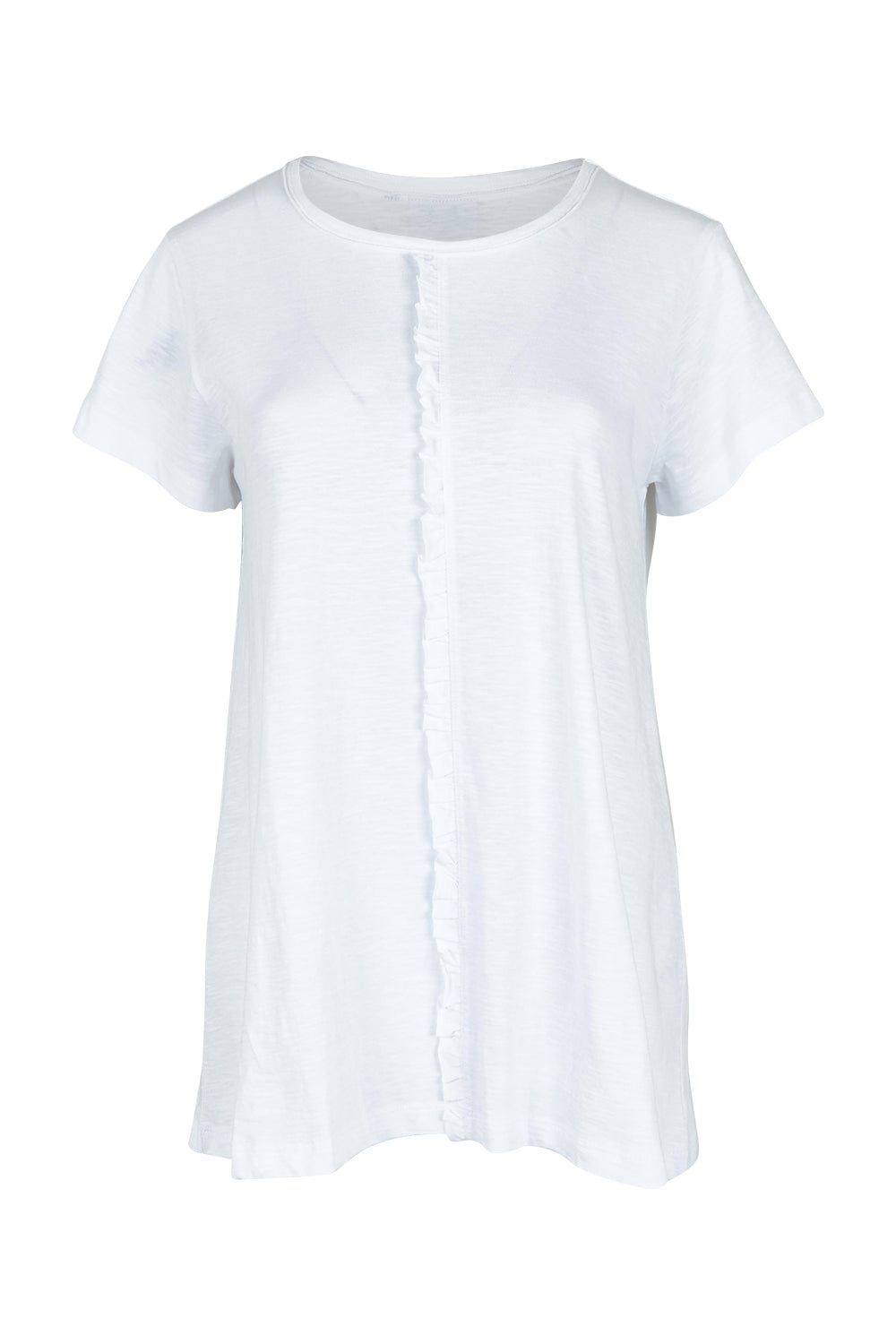 Product shot of the Frill Factor Cotton Tee in colour White (White), from the front