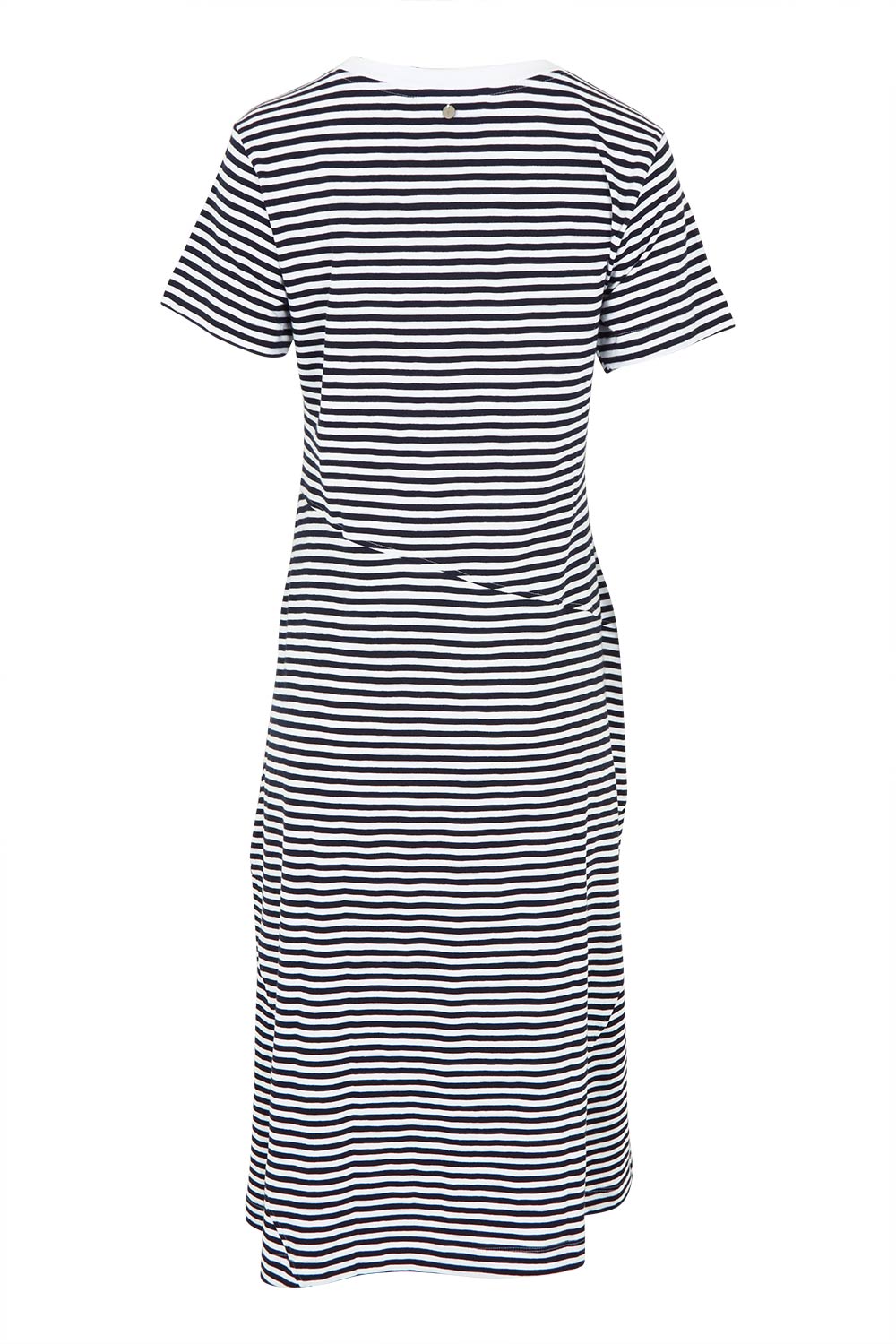 Product shot of the Stitch Together Cotton Dress in colour Ministripe (Black), from the back