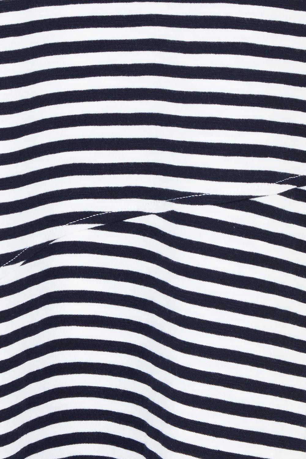 Product shot of the Stitch Together Cotton Dress in colour Ministripe (Black), detail