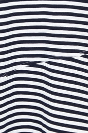 Product shot of the Stitch Together Cotton Dress in colour Ministripe (Black), detail