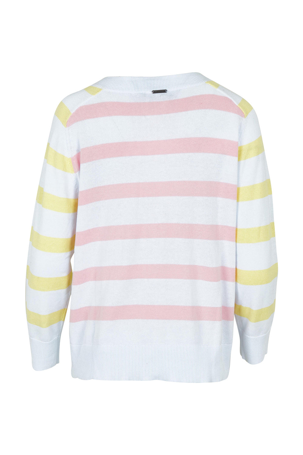 Product shot of the Coconuts About You Cotton Sweater in colour Sherbetstr (White), from the back