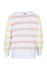 Product shot of the Coconuts About You Cotton Sweater in colour Sherbetstr (White), from the back