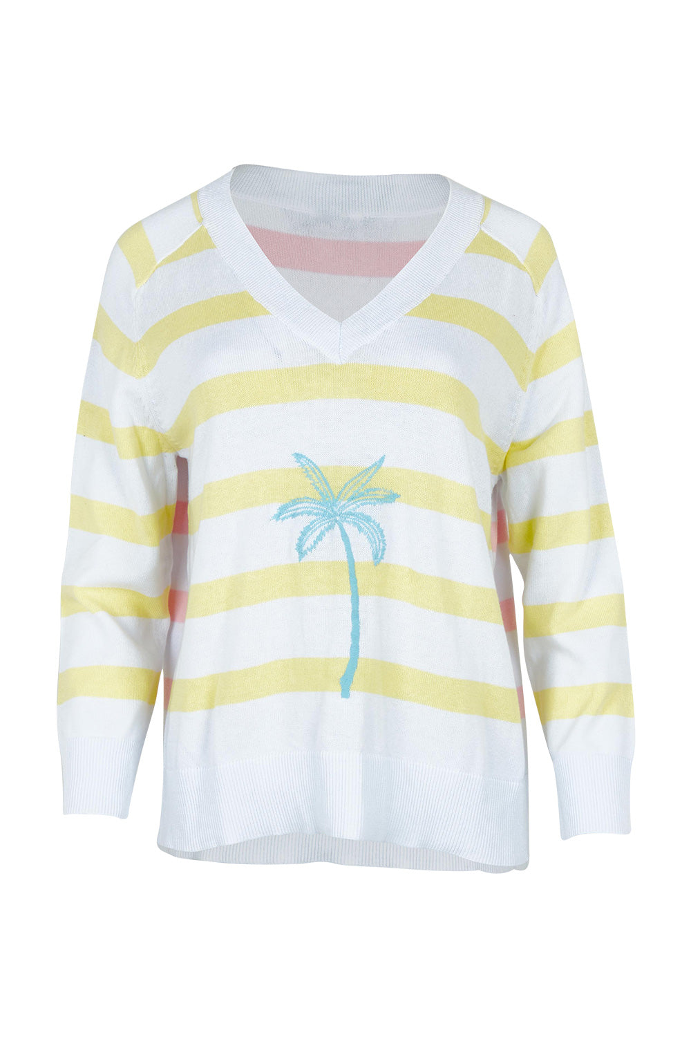 Product shot of the Coconuts About You Cotton Sweater in colour Sherbetstr (White), from the front
