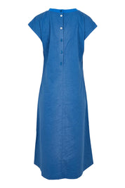 Product shot of the Cut Of Your Rib Dress in colour Savoyblue (Blue), from the back