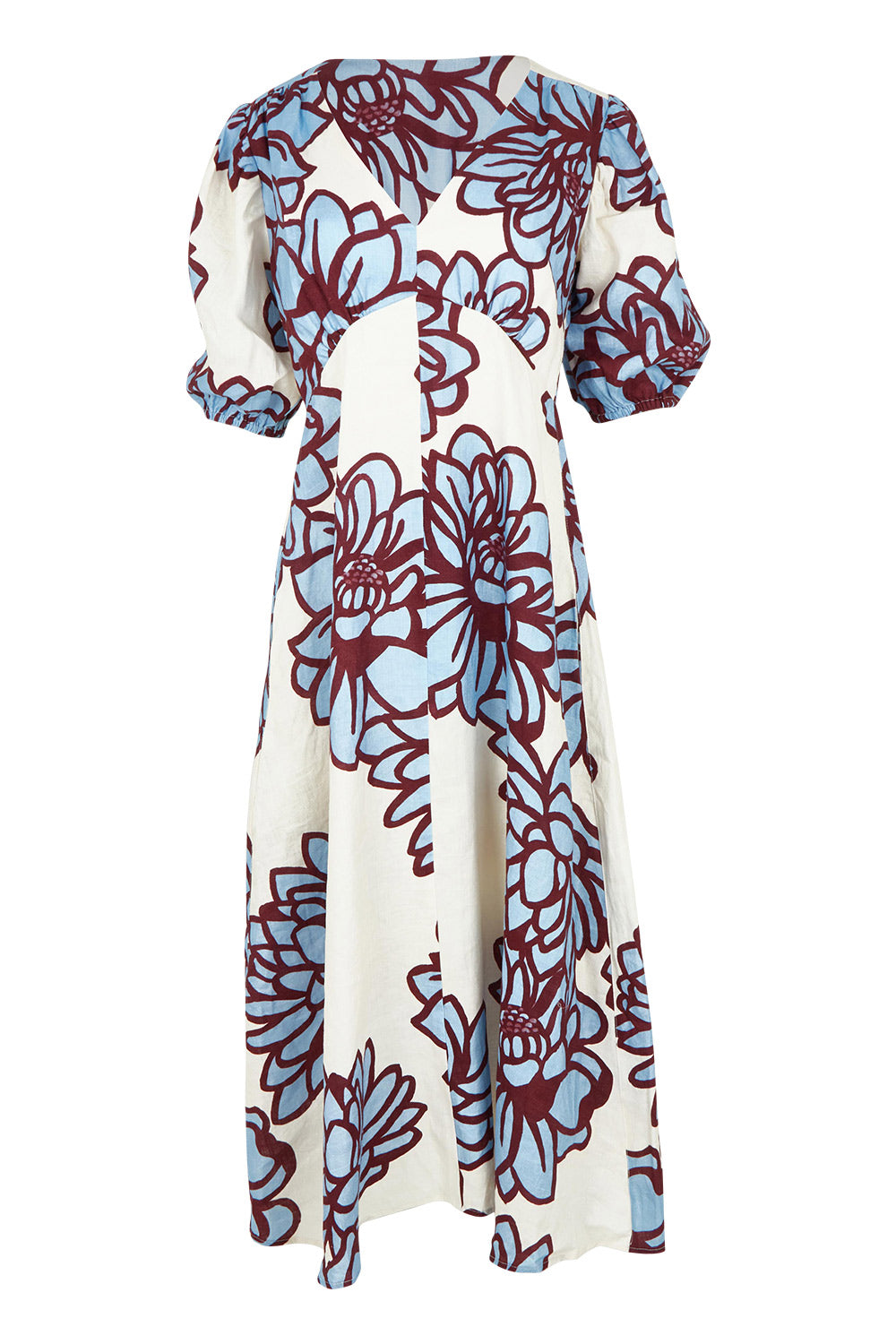 Product shot of the Empirein colourLy Yours Linen Dress - Bloom (Blue), from the front