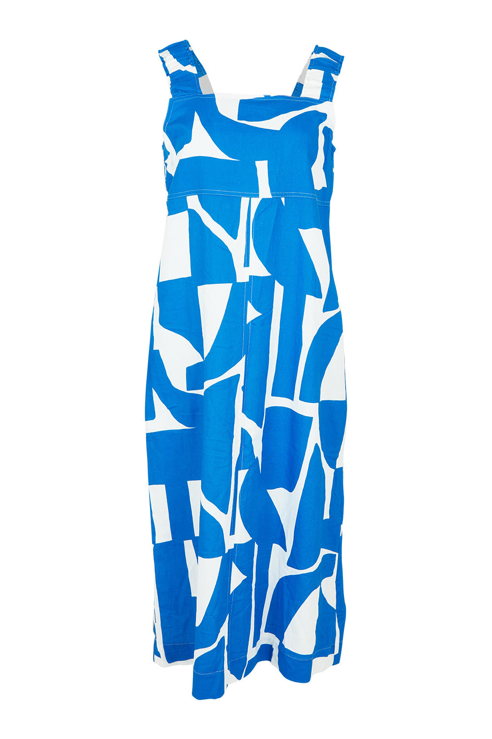 Product shot of the Sunseeker Linen Cotton Dress in colour Reflection (Blue), from the front