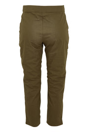 Product shot of the Fuss Free 7/8 Pant in colour Kelp (Green), from the back