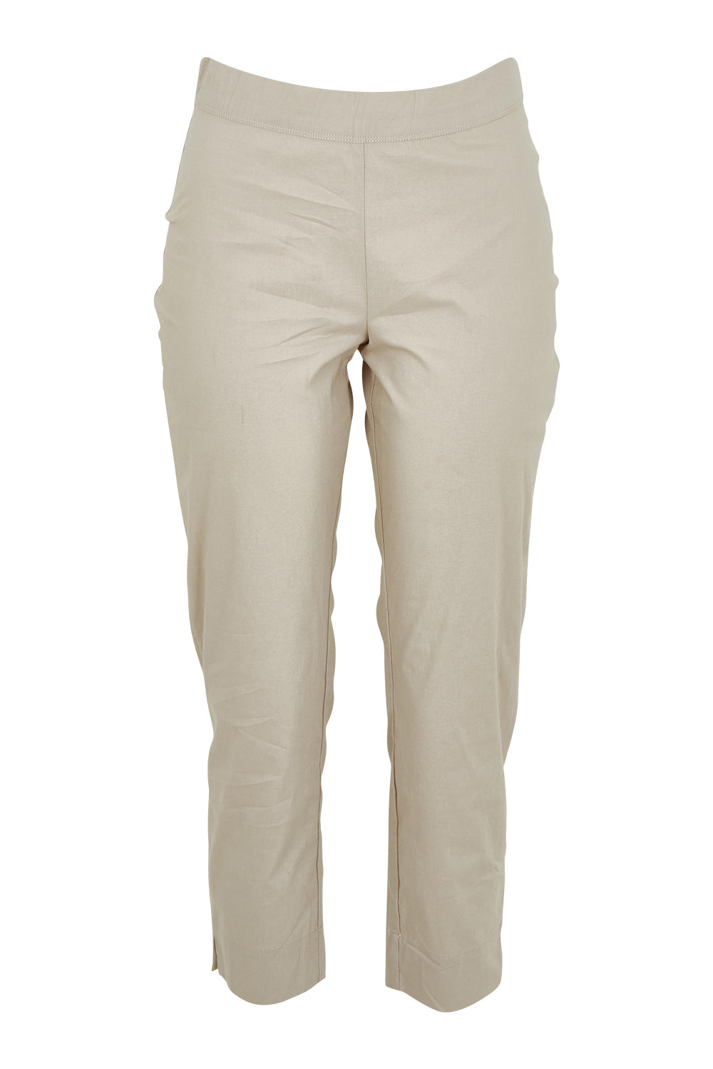 Product shot of the Fuss Free 7/8 Pant in colour Sand, from the front