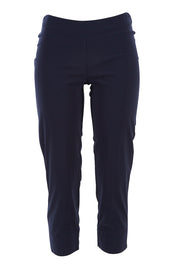 Product shot of the Fuss Free 7/8 Pant in colour TrueNavy (Blue), from the front