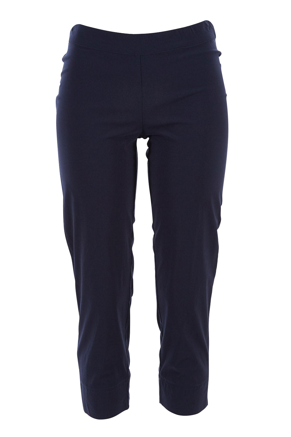 Product shot of the Fuss Free 7/8 Pant in colour TrueNavy (Blue), from the front