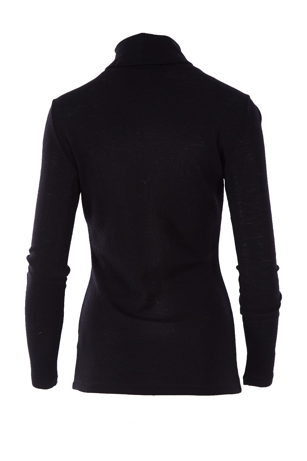 Product shot of the Pure Merino Rib Polo in colour Black (Black), from the back