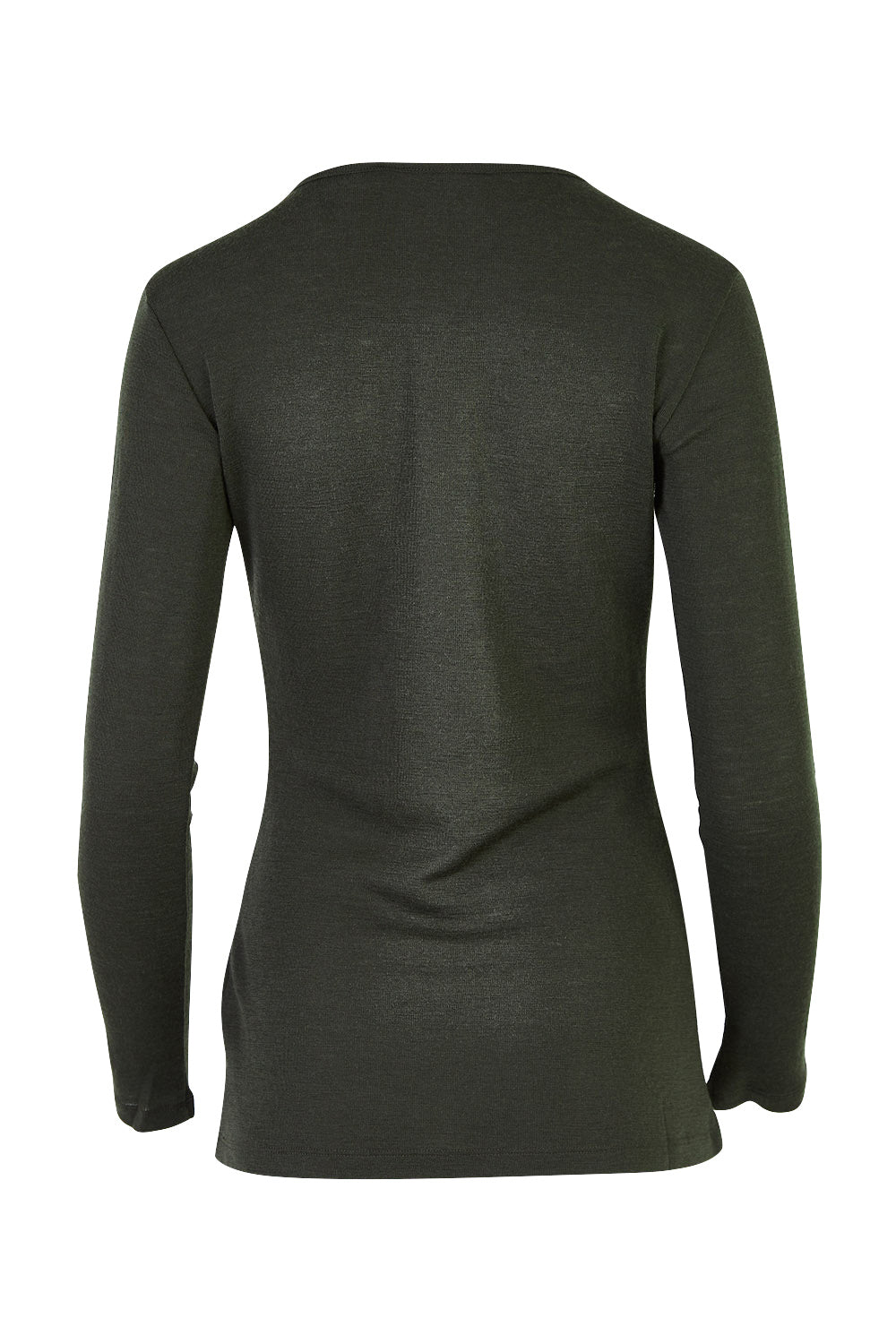 Product shot of the Signature Crew Neck in colour Olive (Green), from the back