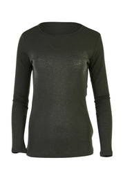 Product shot of the Signature Crew Neck in colour Olive (Green), from the front