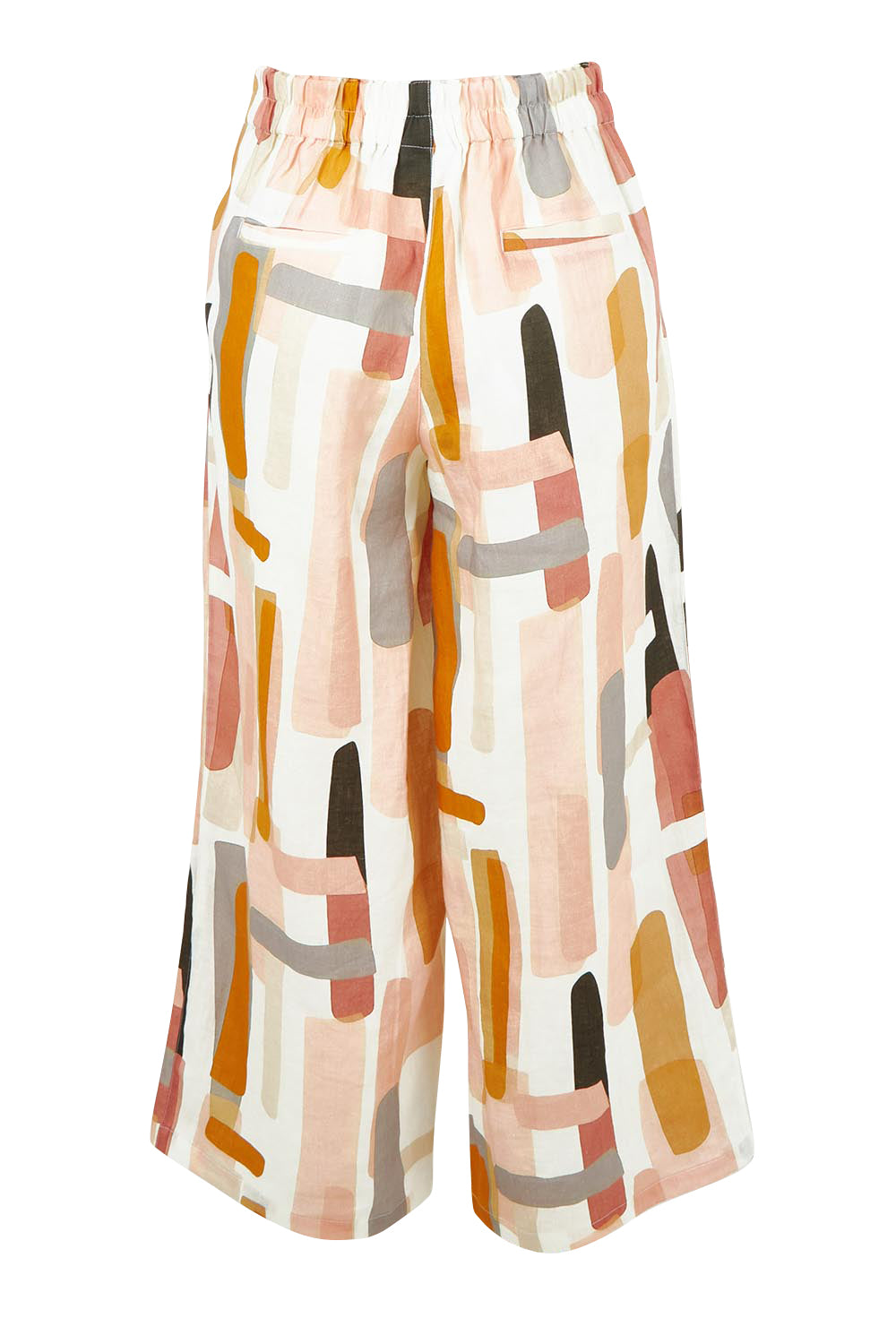 Product shot of the Its Only Natural Pant – Blockart in colour Blockart, from the back