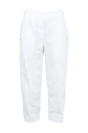 Product shot of the Pump It Up Pant – White in colour White, from the front